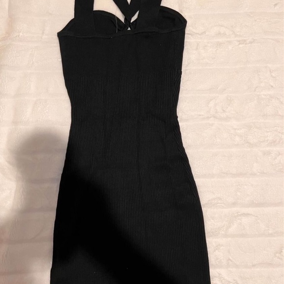 Abercrombie Knit Cross Strap Mini Dress Black (size Small) - Picture 4 of 5